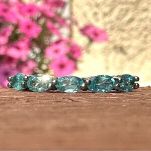 BRAND NEW Apatite Semi-Eternity Band, Sterling Silver, Sz 8